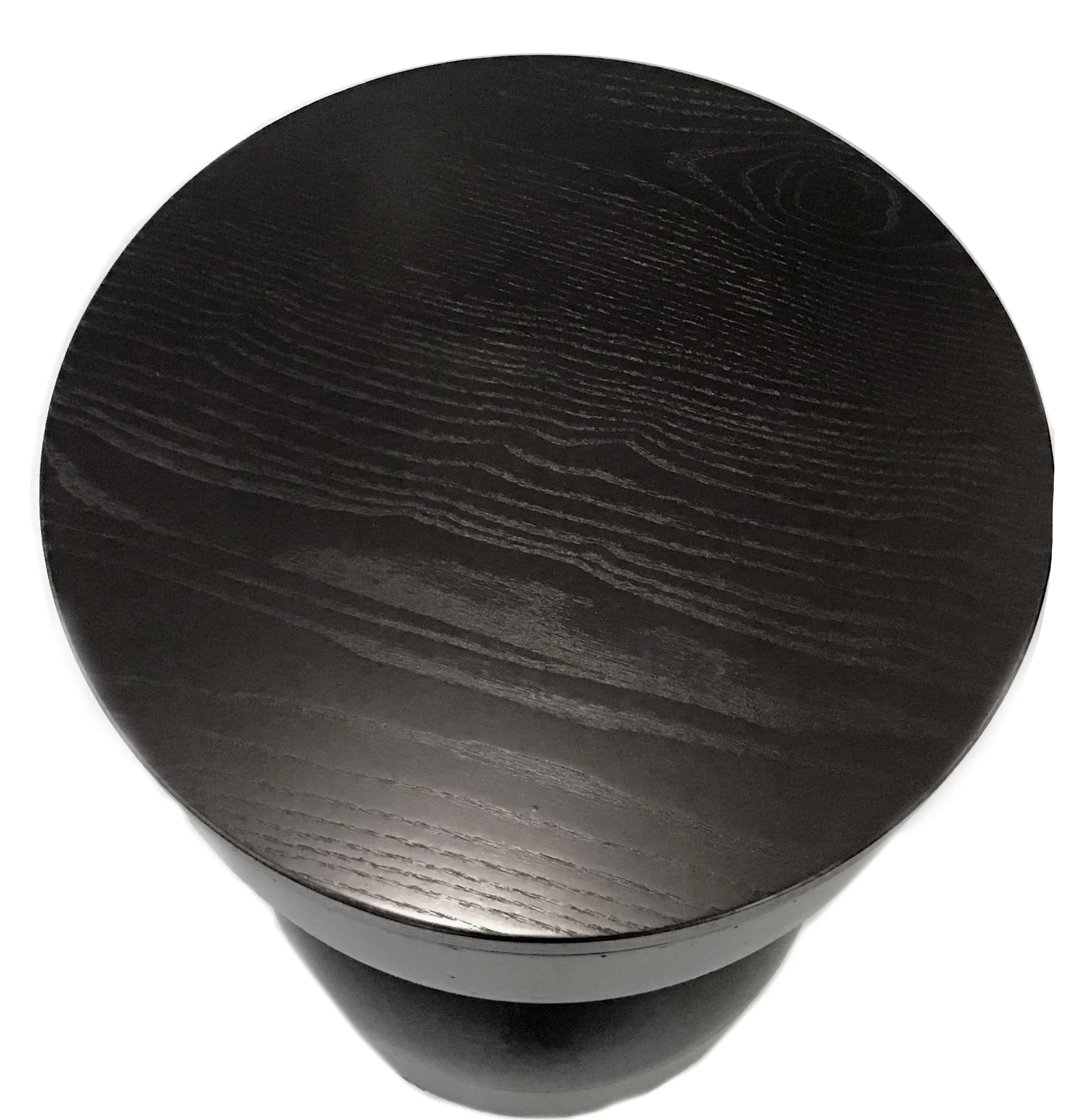 Repurposed Vintage Black Fiberglass Wood Top Hourglass Accent Side Table - Image 8