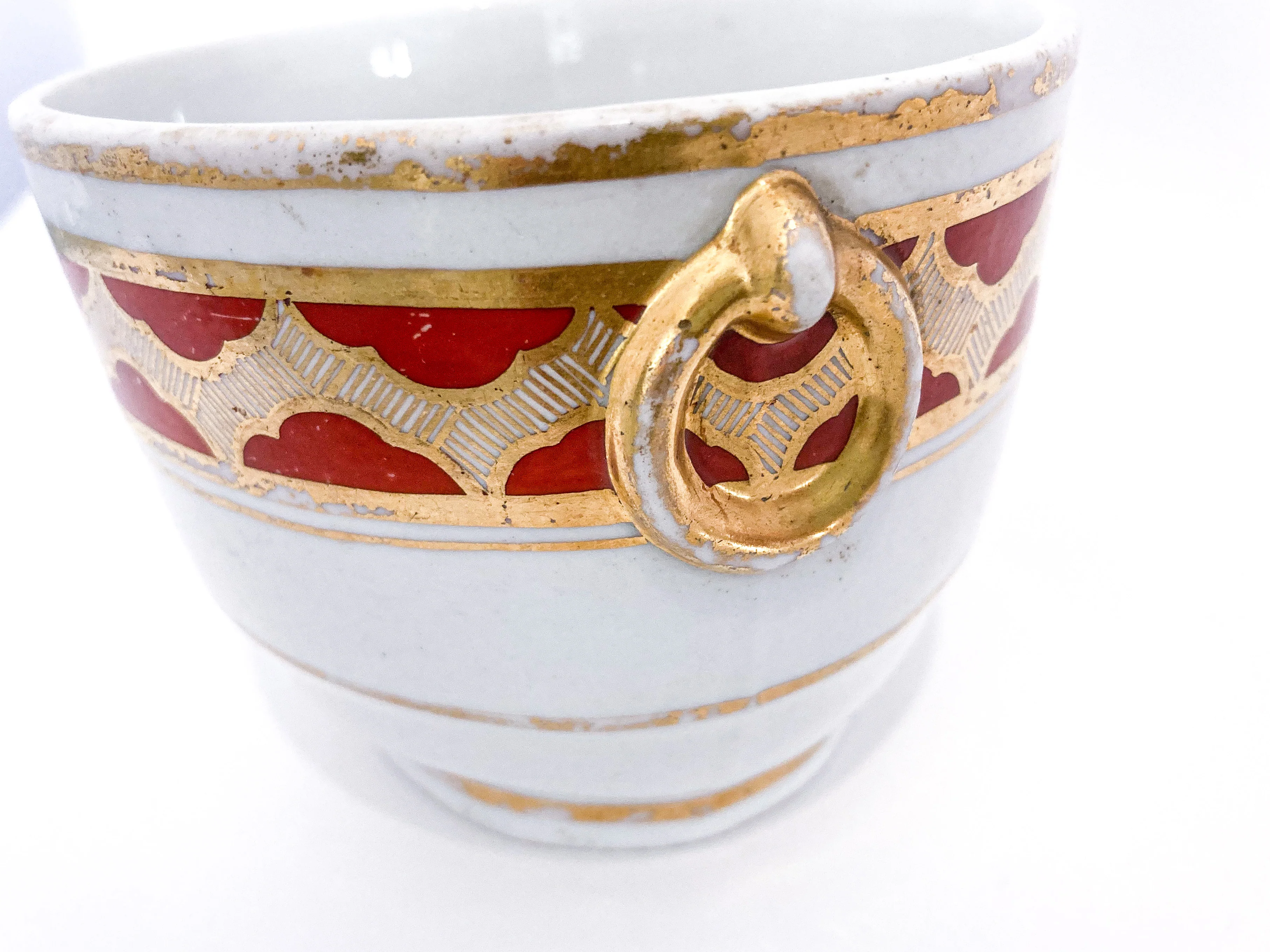 Antique 19th Century English Gilt Gold Iron Red Decorated Covered Porcelain Sugar Bowl - Image 16