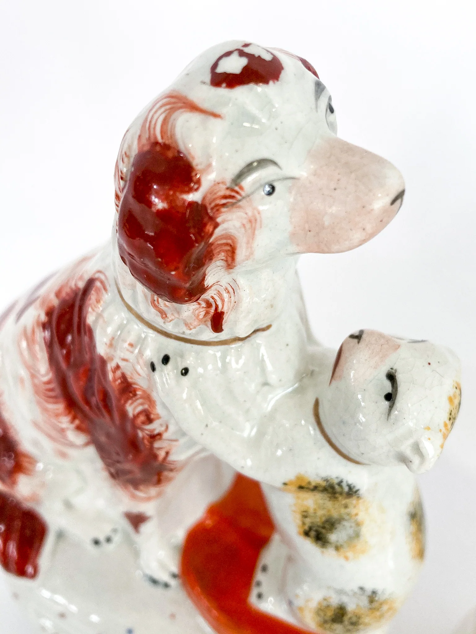 Antique Pair Rare Staffordshire Cat and Spaniel Dog Porcelain Figurines - Image 11