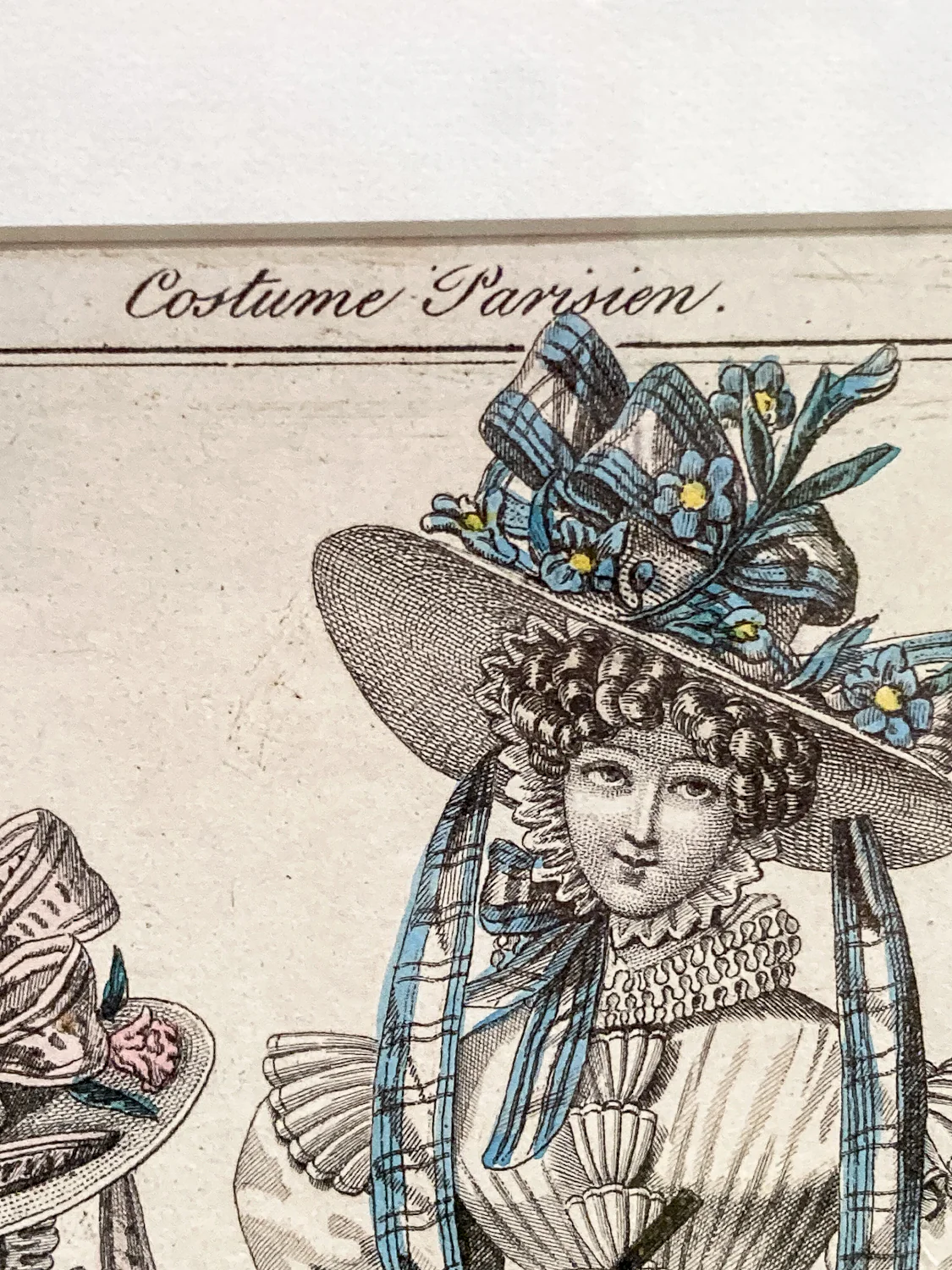 Framed Antique French 19th Century 1827 Parisian Fashion Plate Print - Image 3