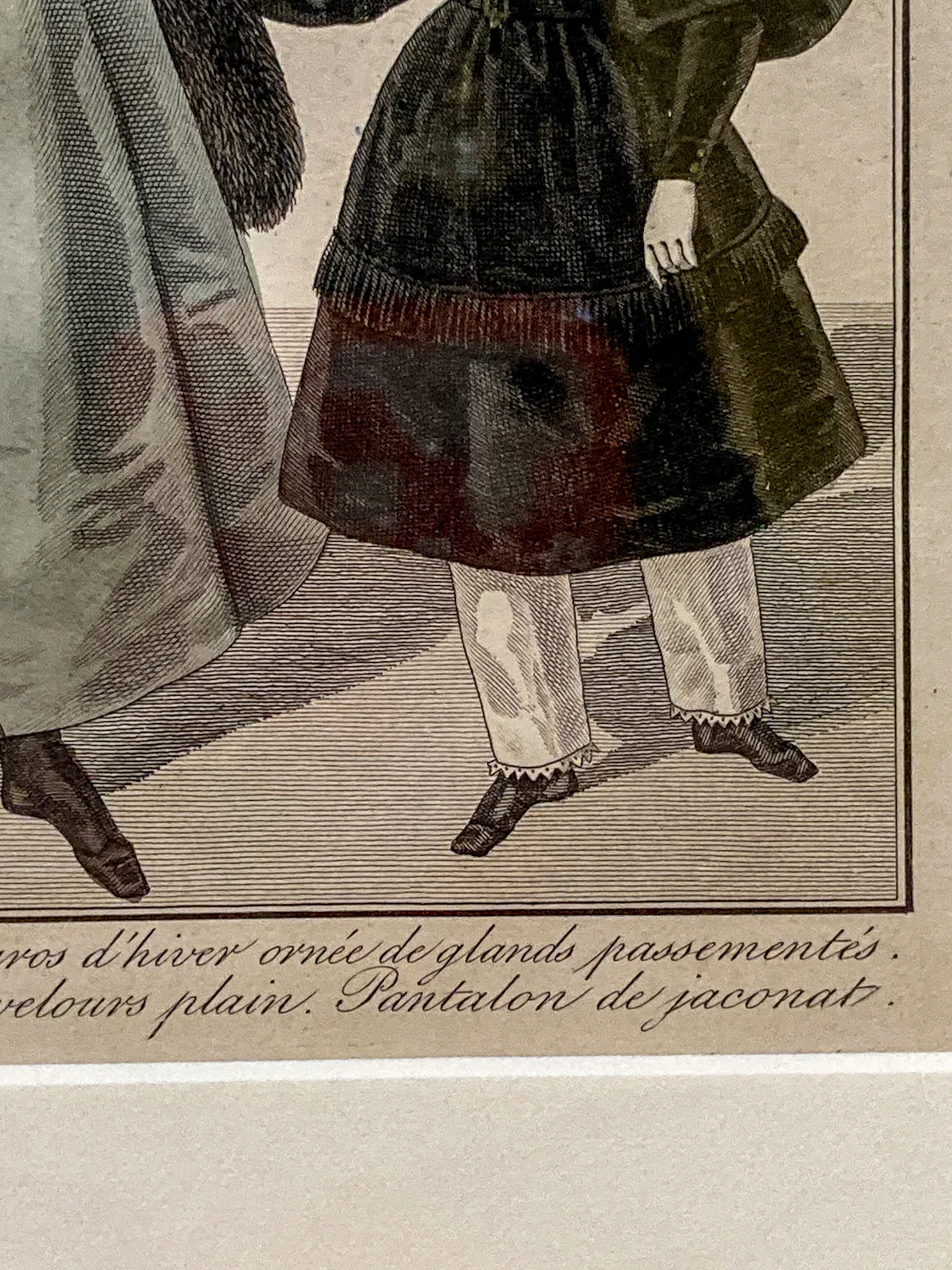 Framed Antique French 19th Century 1829 Parisian Fashion Plate Print - Image 8