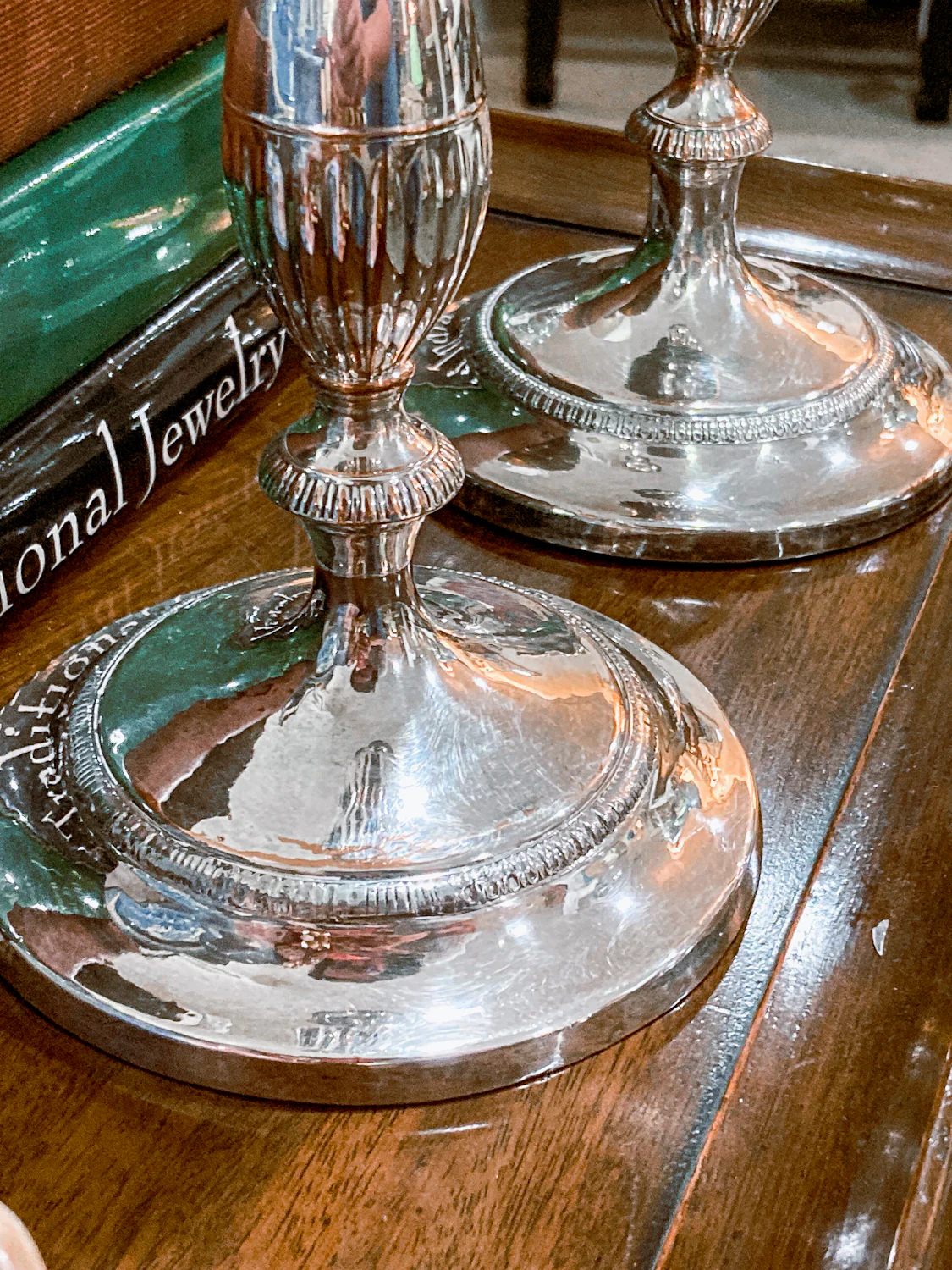 Pair 20th Century Georgian Style Silver-Plated Tall Weighted Candlesticks - Image 13