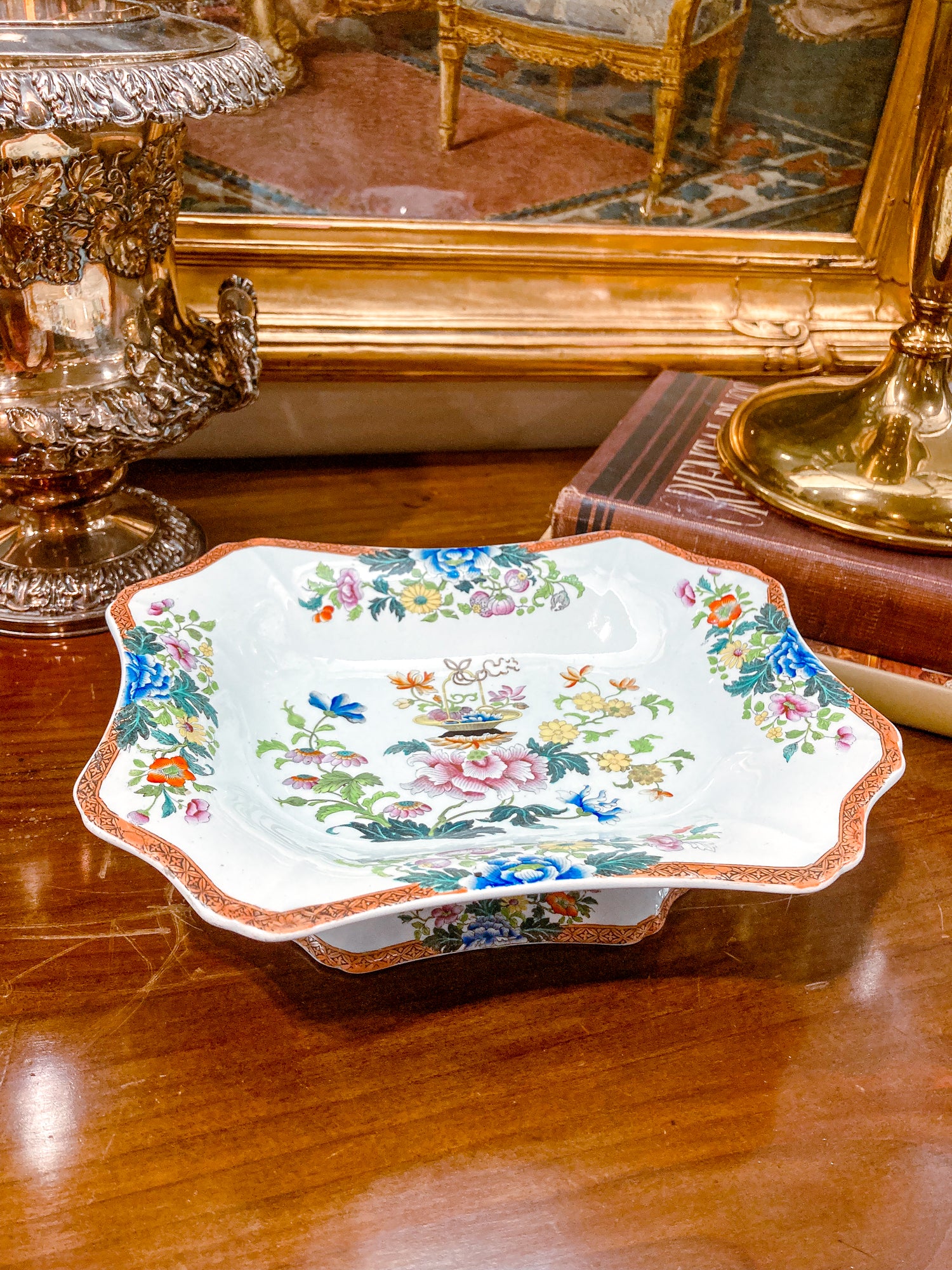 Antique 1850s Wedgwood Enameled Multicolor Floral Footed Compote Dish - Image 7